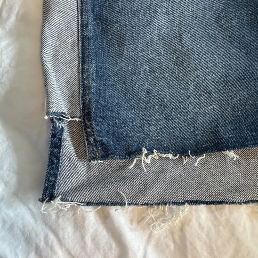 7 For All Mankind Reverse Step Side Panel Denim Mini Skirt Size 27
